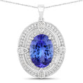 5.91 Carat Genuine Tanzanite and White Diamond 14K White Gold Pendant