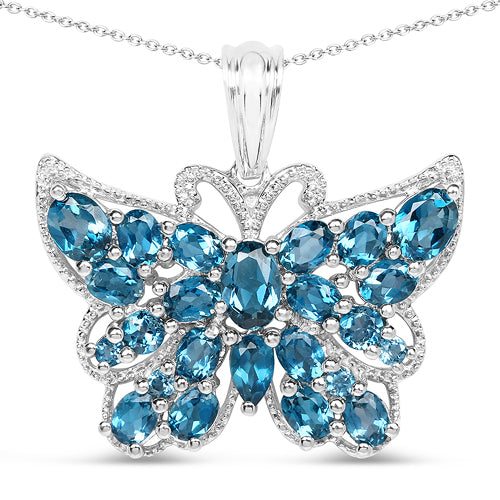 4.81 Carat Genuine London Blue Topaz .925 Sterling Silver Pendant