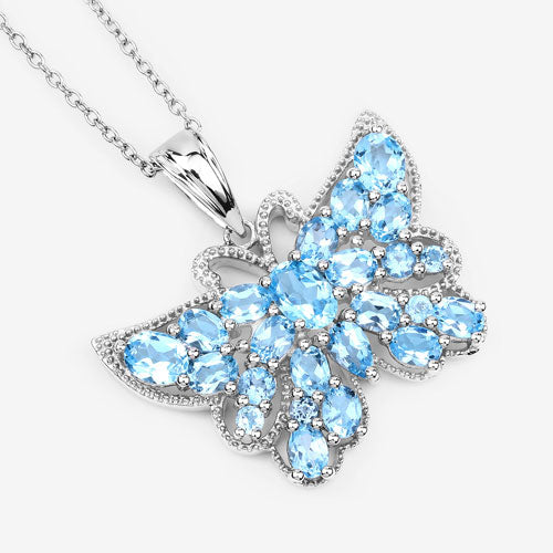 4.84 Carat Genuine Swiss Blue Topaz .925 Sterling Silver Pendant