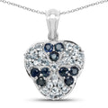 2.73 Carat Genuine Blue Sapphire and Aquamarine .925 Sterling Silver Pendant