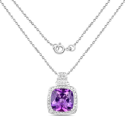 5.85 Carat Genuine Amethyst .925 Sterling Silver Pendant