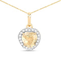 1.52 Carat Genuine Yellow Sapphire and White Diamond 14K Yellow Gold Pendant