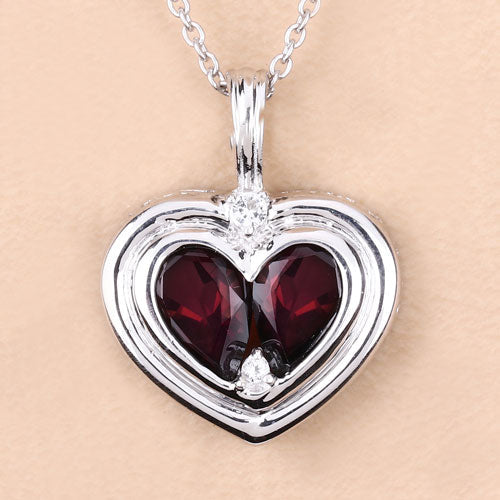 2.66 Carat Genuine Garnet and White Topaz .925 Sterling Silver Pendant