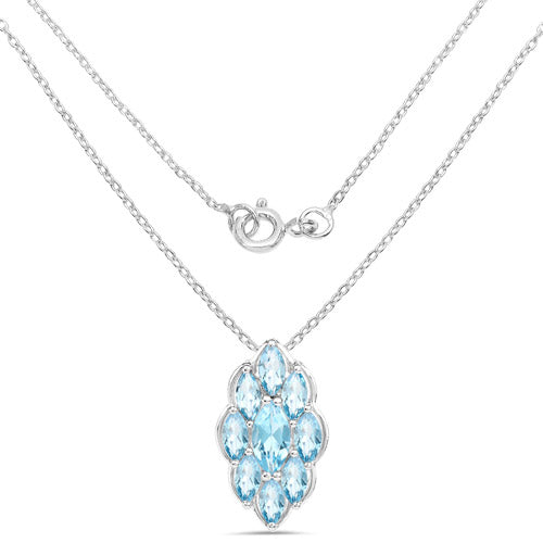 4.77 Carat Genuine Swiss Blue Topaz .925 Sterling Silver Pendant