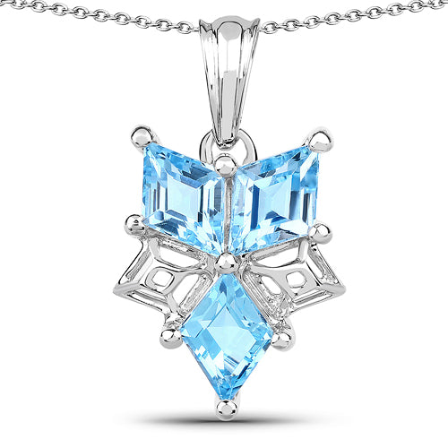 4.65 Carat Genuine Blue Topaz .925 Sterling Silver Pendant