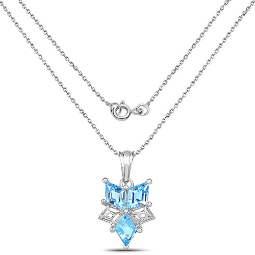 4.65 Carat Genuine Blue Topaz .925 Sterling Silver Pendant