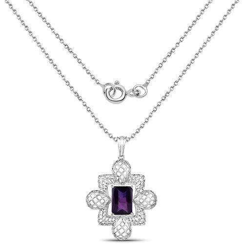 7.80 Carat Genuine Amethyst .925 Sterling Silver Pendant