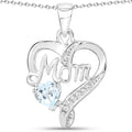 0.54 Carat Genuine Blue Topaz and White Topaz .925 Sterling Silver Pendant