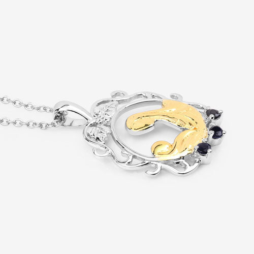 0.12 Carat Genuine Blue Sapphire .925 Sterling Silver Pendant