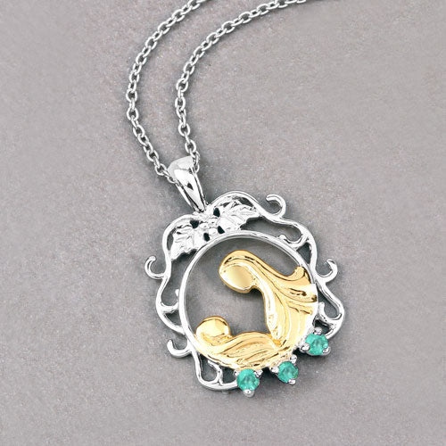 0.09 Carat Genuine Emerald .925 Sterling Silver Pendant