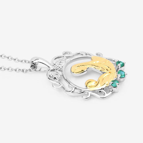 0.09 Carat Genuine Emerald .925 Sterling Silver Pendant