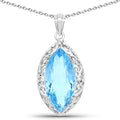 8.22 Carat Genuine Swiss Blue Topaz .925 Sterling Silver Pendant