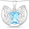 11.10 Carat Genuine Swiss Blue Topaz .925 Sterling Silver Pendant
