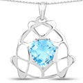 11.50 Carat Genuine Swiss Blue Topaz .925 Sterling Silver Pendant