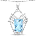 5.76 Carat Genuine Swiss Blue Topaz & White Topaz .925 Sterling Silver Pendant