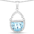 4.08 Carat Genuine Swiss Blue Topaz & White Topaz .925 Sterling Silver Pendant