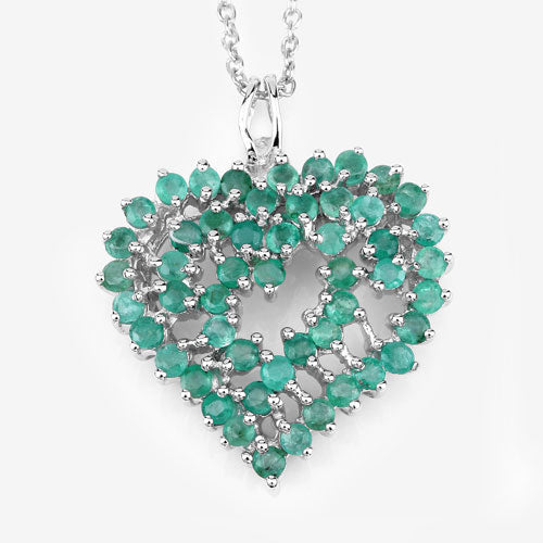 1.53 Carat Genuine Emerald .925 Sterling Silver Pendant