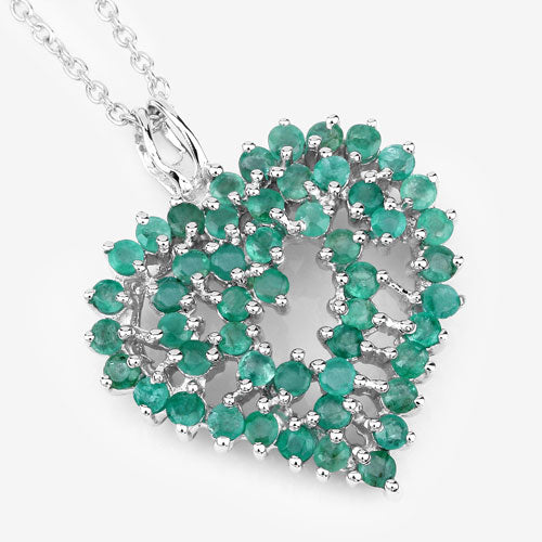 1.53 Carat Genuine Emerald .925 Sterling Silver Pendant