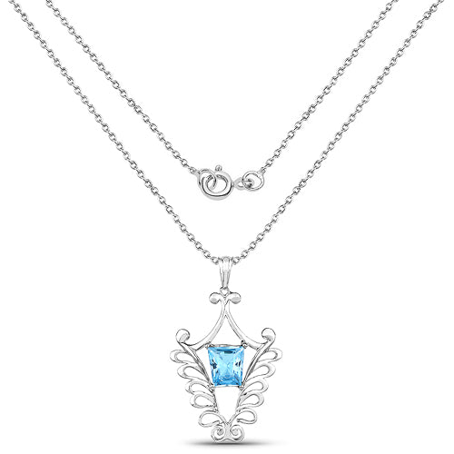 5.68 Carat Genuine Swiss Blue Topaz .925 Sterling Silver Pendant