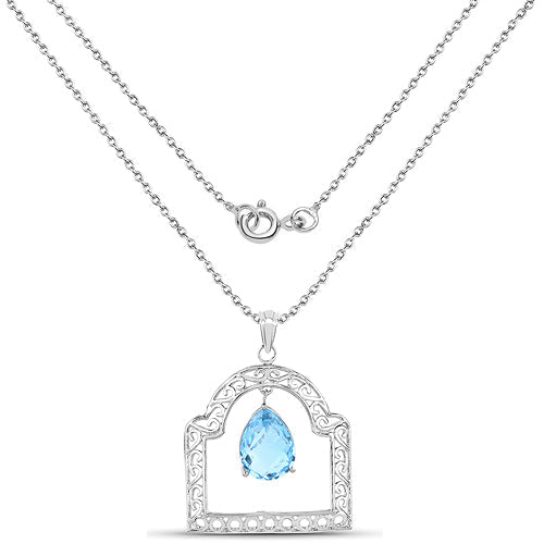10.50 Carat Genuine Swiss Blue Topaz .925 Sterling Silver Pendant