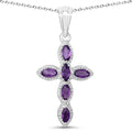 0.90 Carat Genuine Amethyst .925 Sterling Silver Pendant