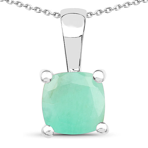 3.00 Carat Genuine Emerald, Glass Filled Ruby & Glass Filled Sapphire .925 Sterling Silver Pendant