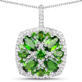 3.25 Carat Genuine Chrome Diopside and White Zircon .925 Sterling Silver Pendant