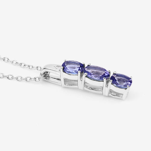 1.11 Carat Genuine Tanzanite and White Diamond .925 Sterling Silver Pendant