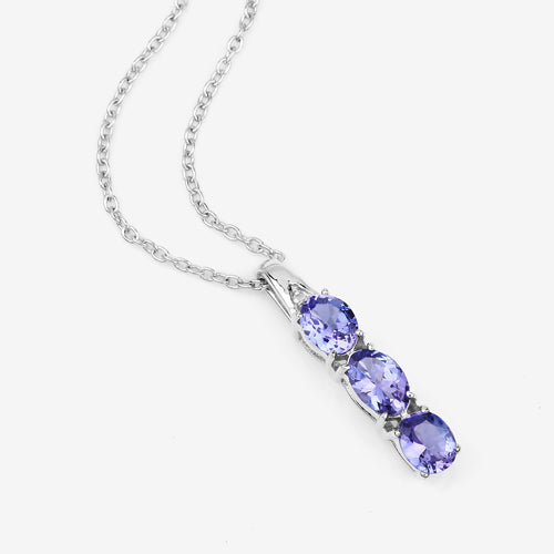 1.11 Carat Genuine Tanzanite and White Diamond .925 Sterling Silver Pendant