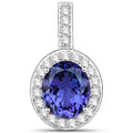 10.15 Carat Genuine Tanzanite and White Diamond 18K White Gold Pendant
