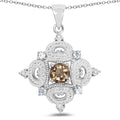 3.00 Carat Genuine Smoky Quartz, Blue Topaz and White Topaz .925 Sterling Silver Pendant