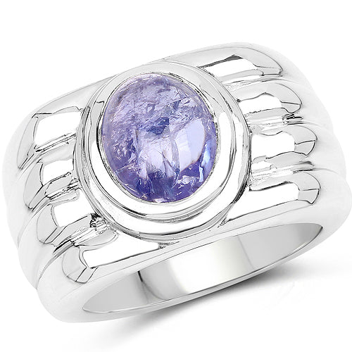 3.55 Carat Genuine Tanzanite .925 Sterling Silver Ring