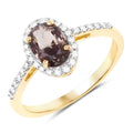 1.68 Carat Genuine Brownish Pink Sapphire and White Diamond 14K Yellow Gold Ring
