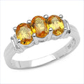 1.44 Carat Genuine Yellow Sapphire .925 Sterling Silver Ring