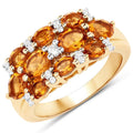 14K Yellow Gold Plated 2.48 Carat Genuine Citrine & White Topaz .925 Sterling Silver Ring