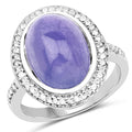 8.26 Carat Genuine Tanzanite & White Topaz .925 Sterling Silver Ring