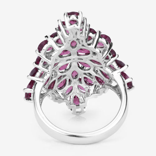 7.52 Carat Genuine Rhodolite .925 Sterling Silver Ring