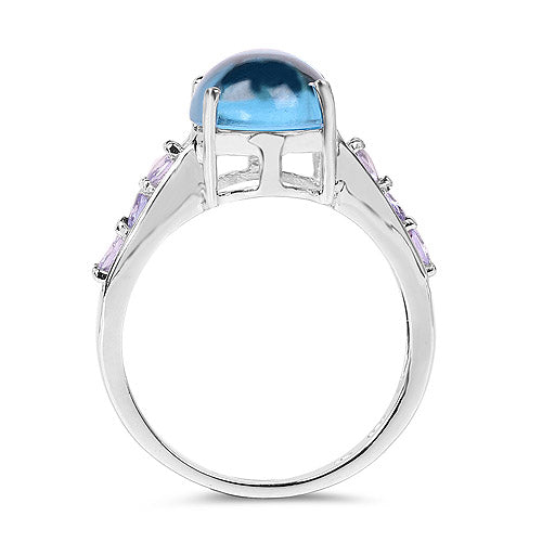 4.77 Carat Genuine Swiss Blue Topaz and Tanzanite .925 Sterling Silver Ring
