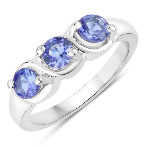 1.05 Carat Genuine Tanzanite .925 Sterling Silver Ring