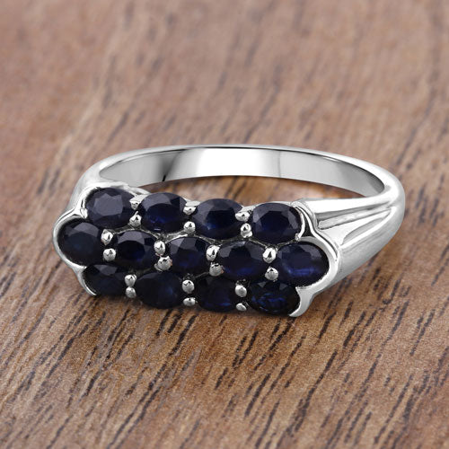 2.60 Carat Genuine Blue Sapphire .925 Sterling Silver Ring