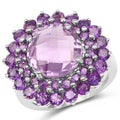 8.02 Carat Genuine Amethyst .925 Sterling Silver Ring