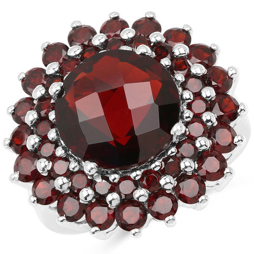 9.90 Carat Genuine Garnet .925 Sterling Silver Ring