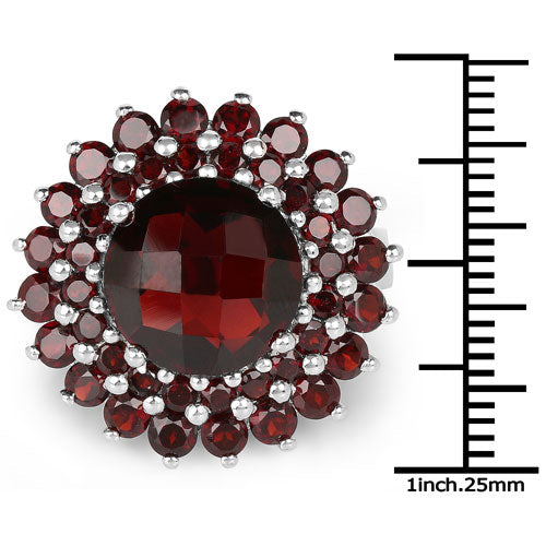 9.90 Carat Genuine Garnet .925 Sterling Silver Ring