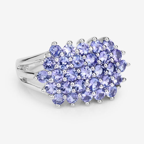 2.03 Carat Genuine Tanzanite .925 Sterling Silver Ring