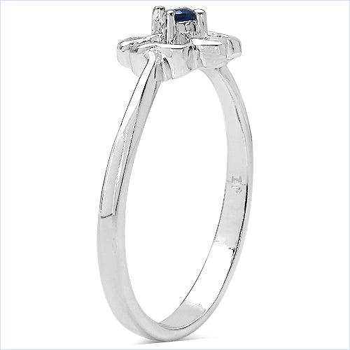 0.07 Carat Genuine Blue Sapphire .925 Sterling Silver Ring