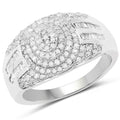 1.15 Carat Genuine White Diamond .925 Sterling Silver Ring