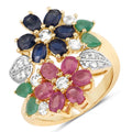 3.65 Carat Genuine Multi Stones .925 Sterling Silver Ring