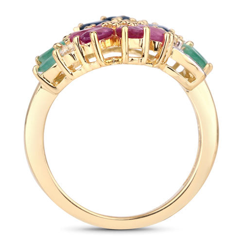3.65 Carat Genuine Multi Stones .925 Sterling Silver Ring