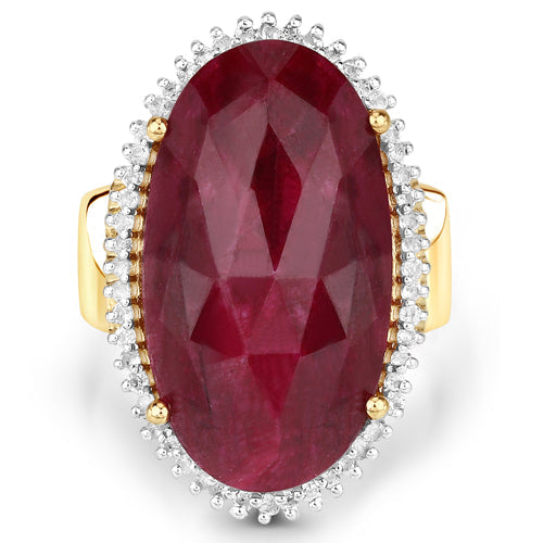 19.11 Carat Dyed Ruby and White Topaz .925 Sterling Silver Ring