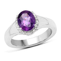 1.73 Carat Genuine  Amethyst and White Topaz .925 Sterling Silver Ring